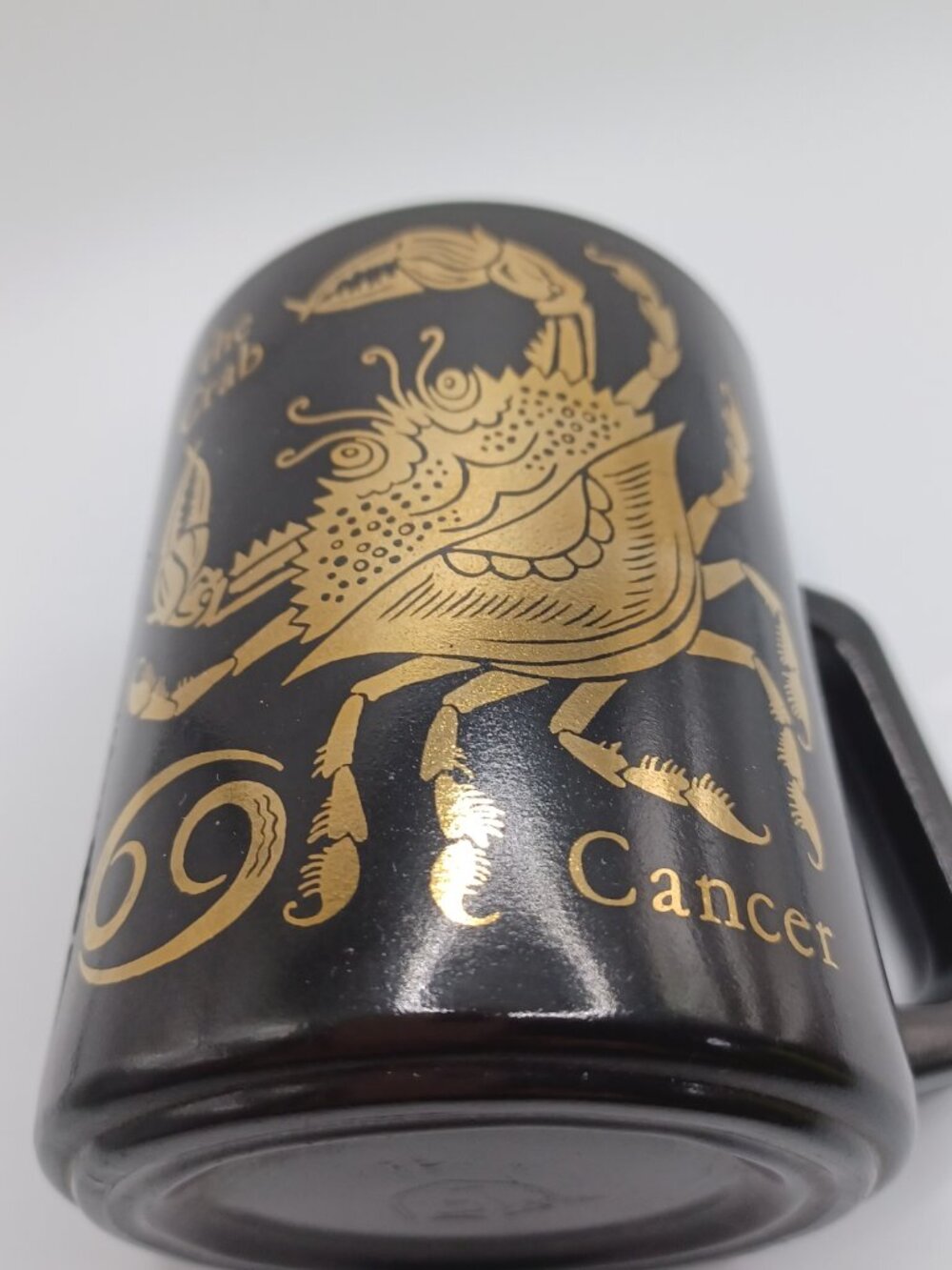 Vintage Federal Milk Glass ZODIAC Sign Cancer Crab Black Gold Coffee Mug USA - Picture 3 of 8